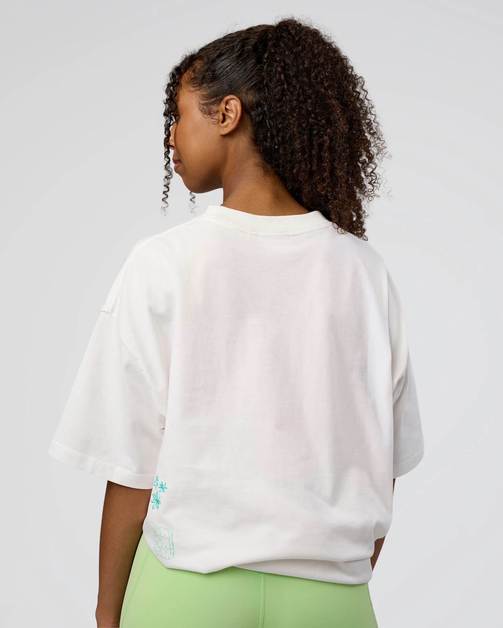Sticker Heavyweight Oversized Tee - Off White-Jelly Mint