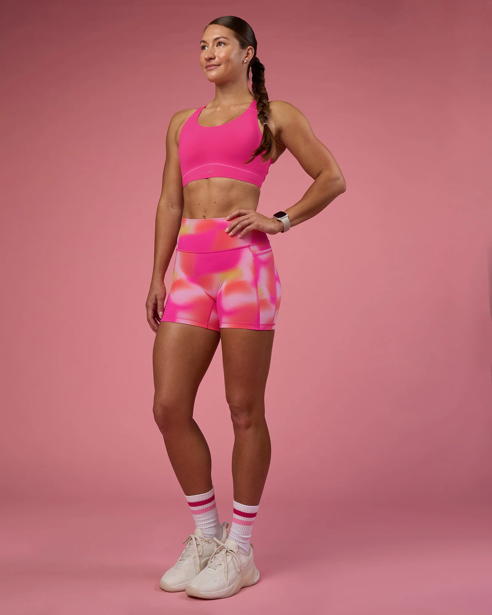 Fusion Ultra High-Rise 4" Short Pockets - Pink Glow Print 3 Fusion Ultra High-Rise 4" Short Pockets - Pink Glow Print