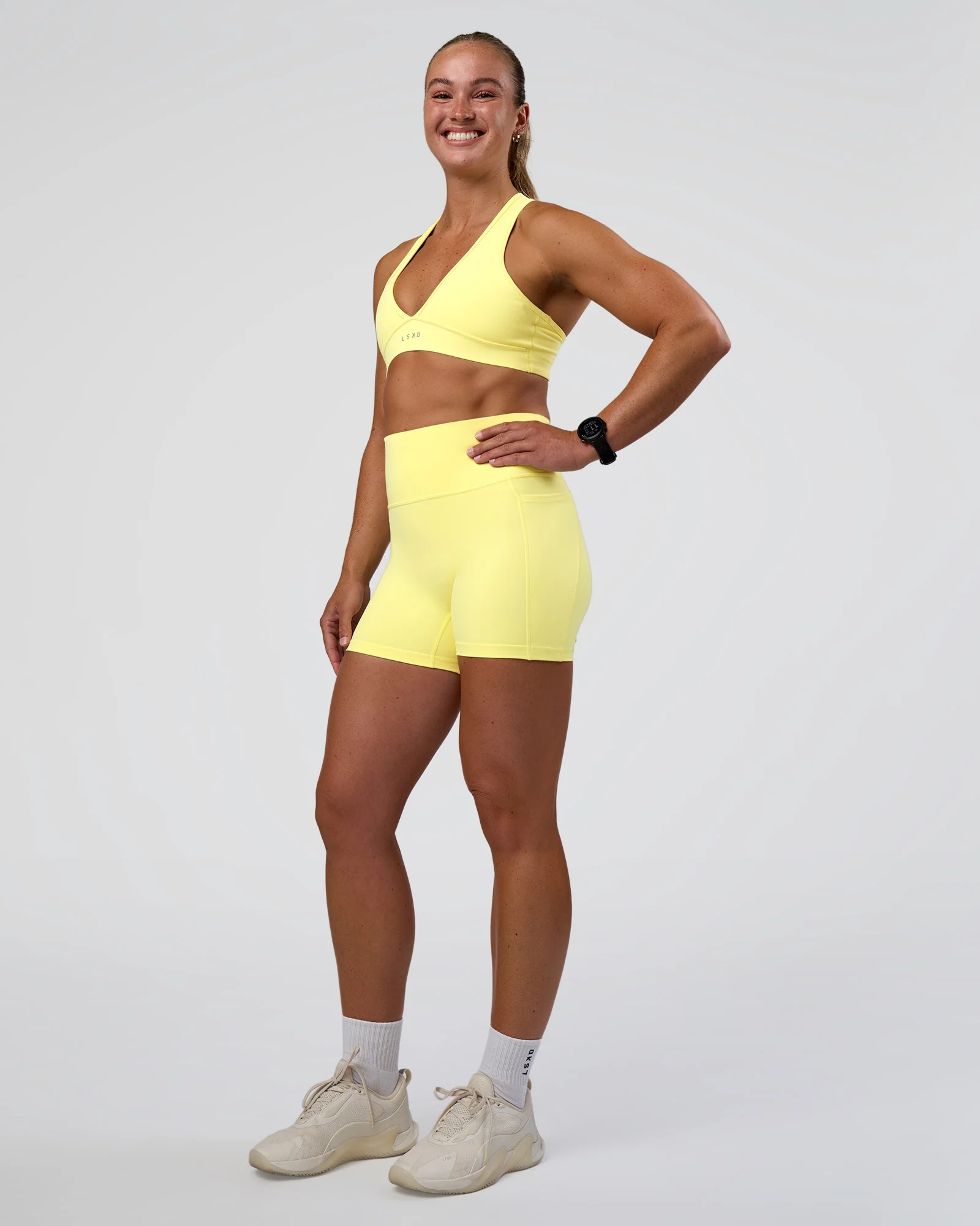 Fusion Ultra High-Rise 4" Short Pockets - Yellow Fizz 5 Fusion Ultra High-Rise 4" Short Pockets - Yellow Fizz