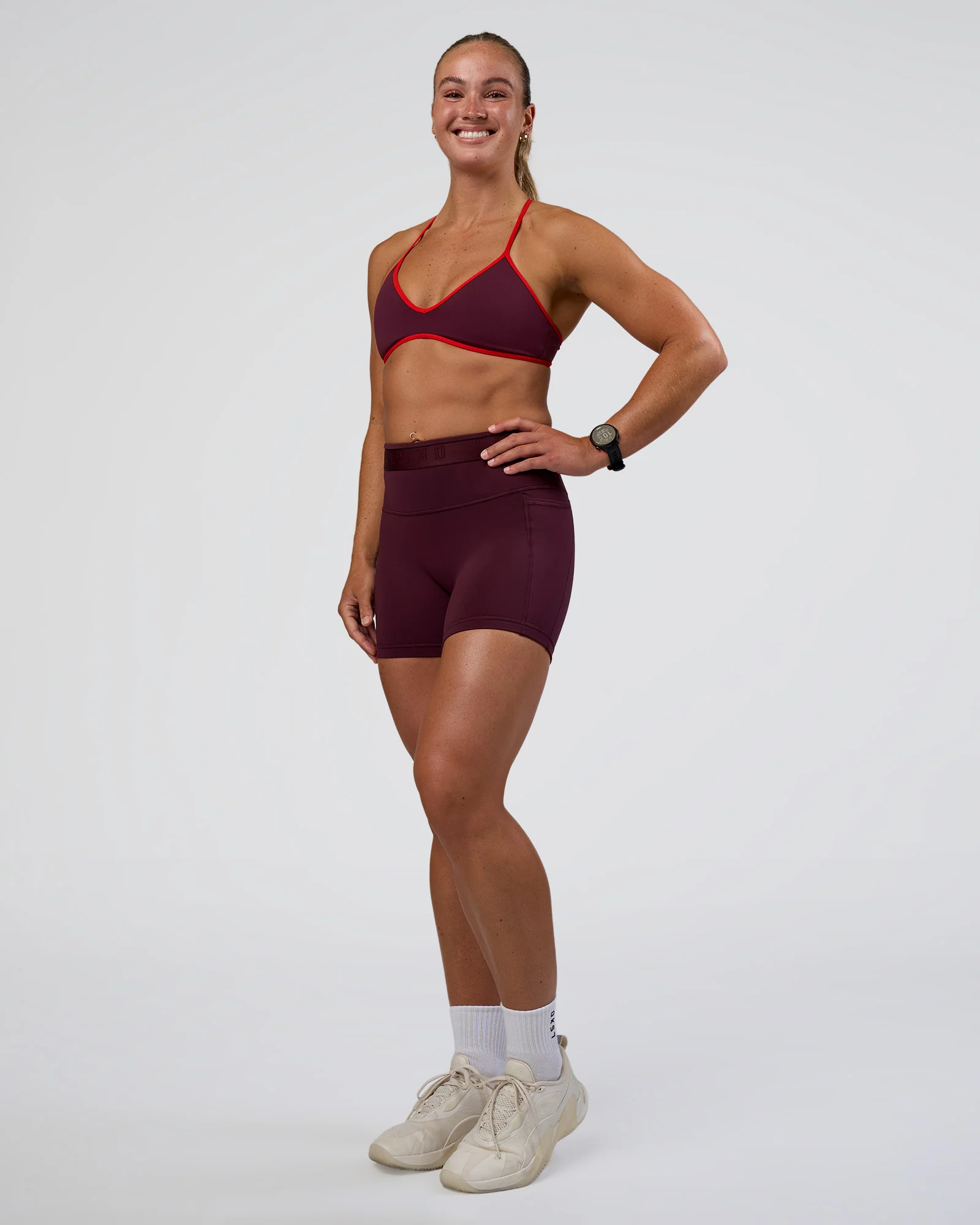 Fusion Jacquard High-Rise 4” Short Pockets - Cherry Lacquer