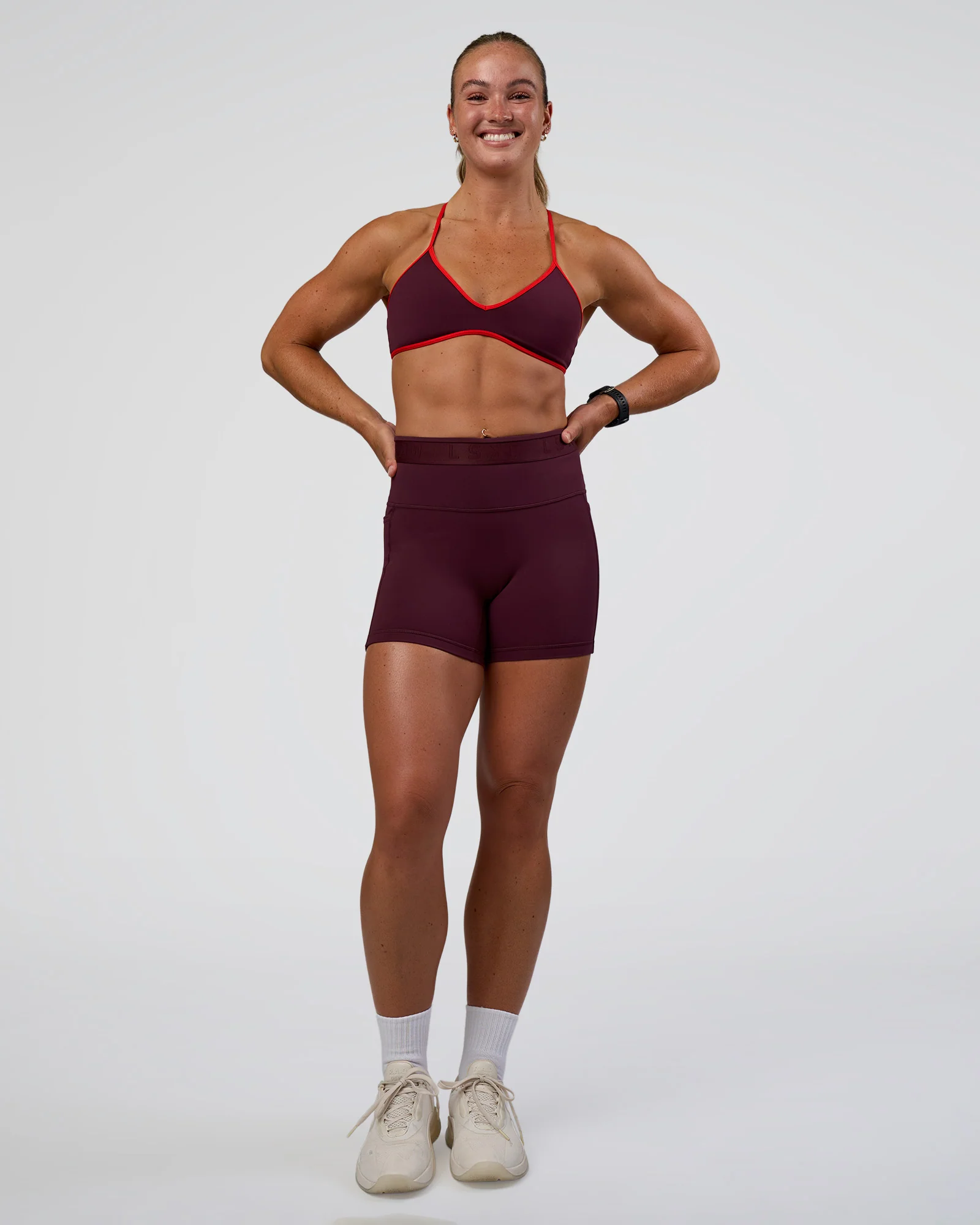 Fusion Jacquard High-Rise 4” Short Pockets - Cherry Lacquer