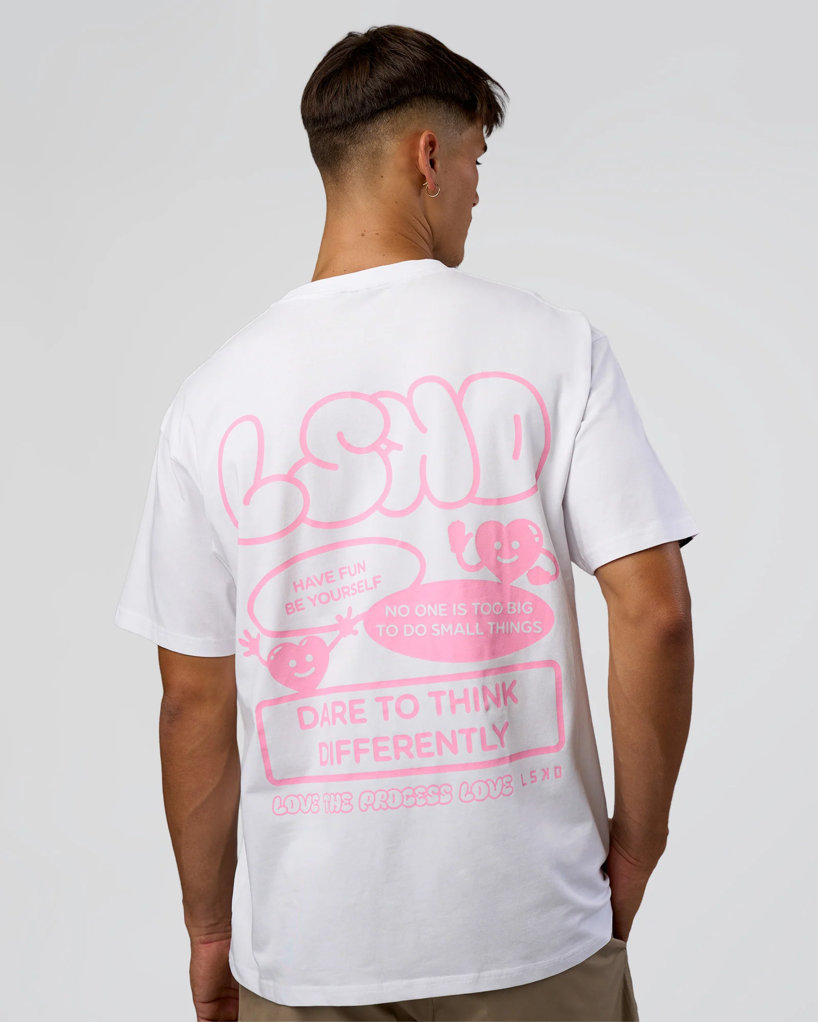 Dare To Think FLXCotton Tee Oversize - White-Candy Pink