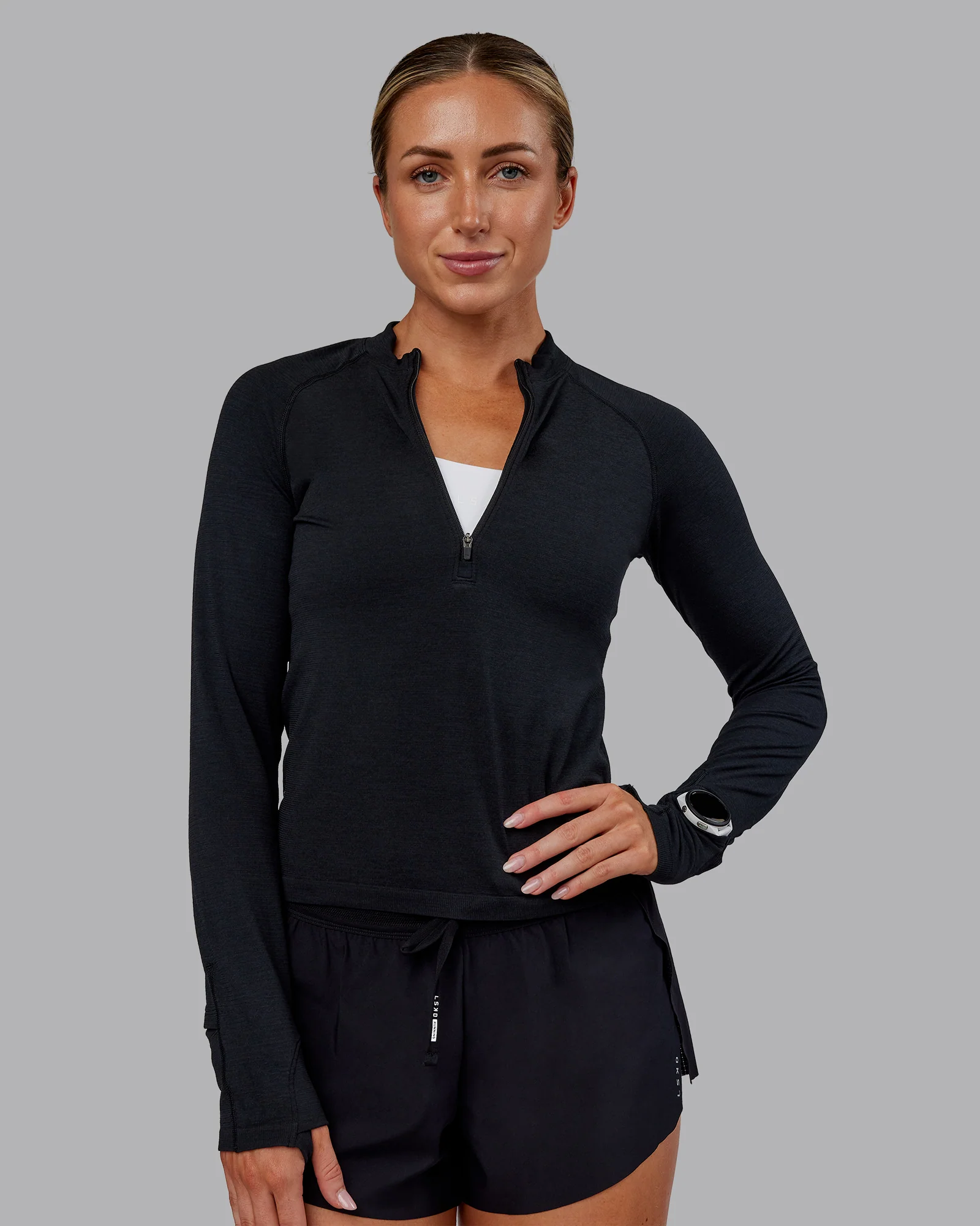 AeroFLX+ Long Sleeve Half Zip - Black Marl 1 AeroFLX+ Long Sleeve Half Zip - Black Marl