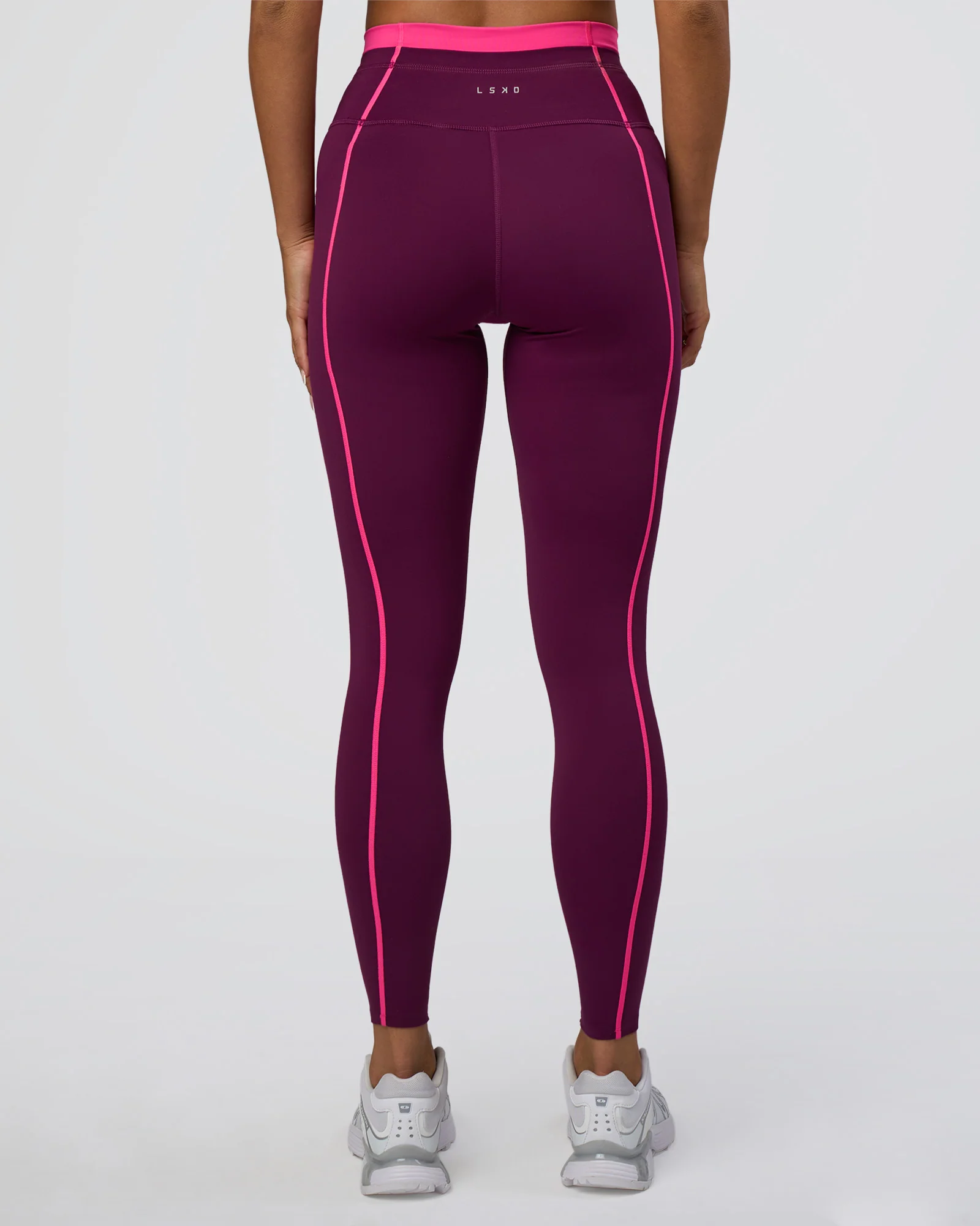 Liberate Contrast High-Rise Full Length Legging Pockets - Plum Caspia-Ultra Pink