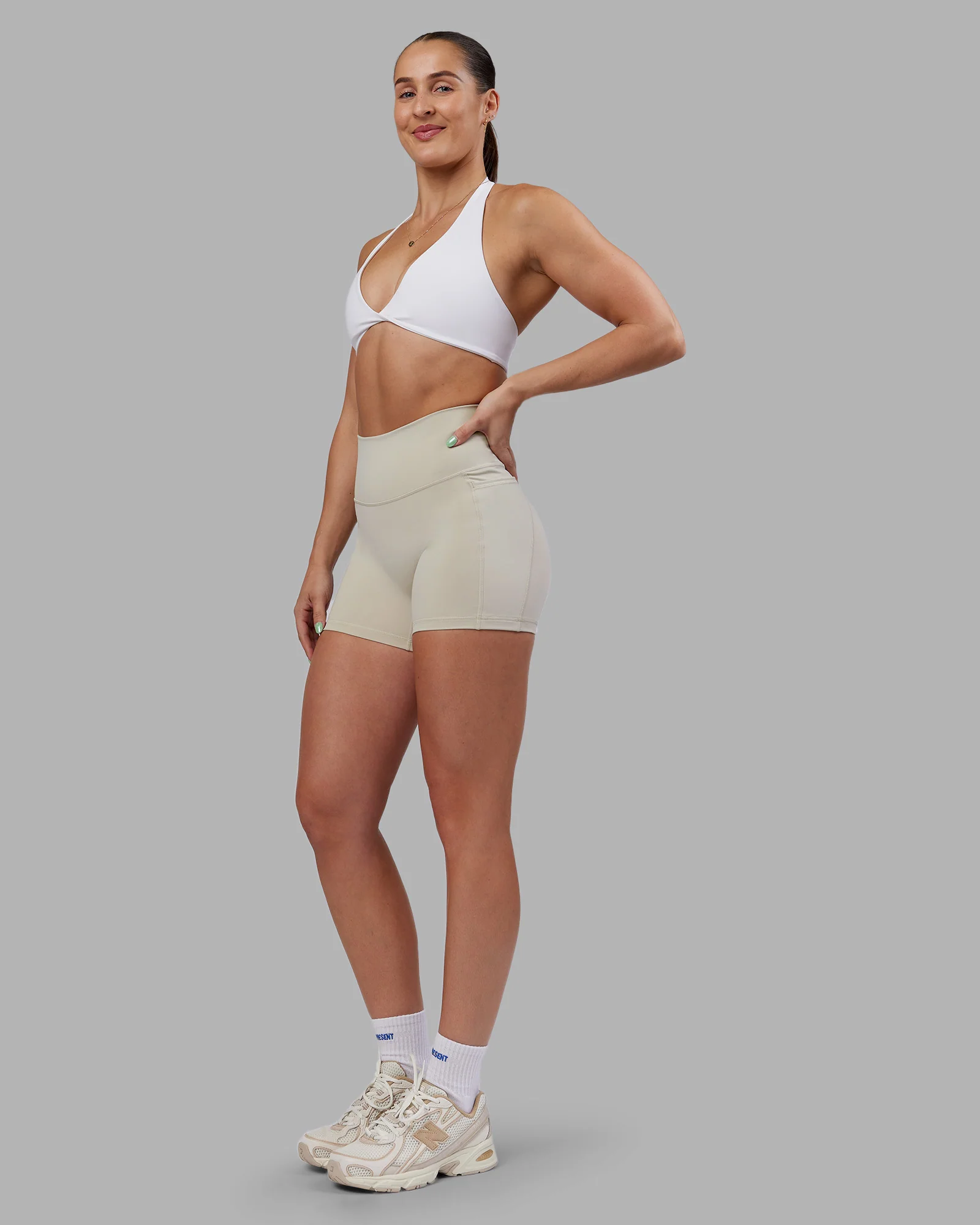 Abs Agile Halter Sports Bra - White