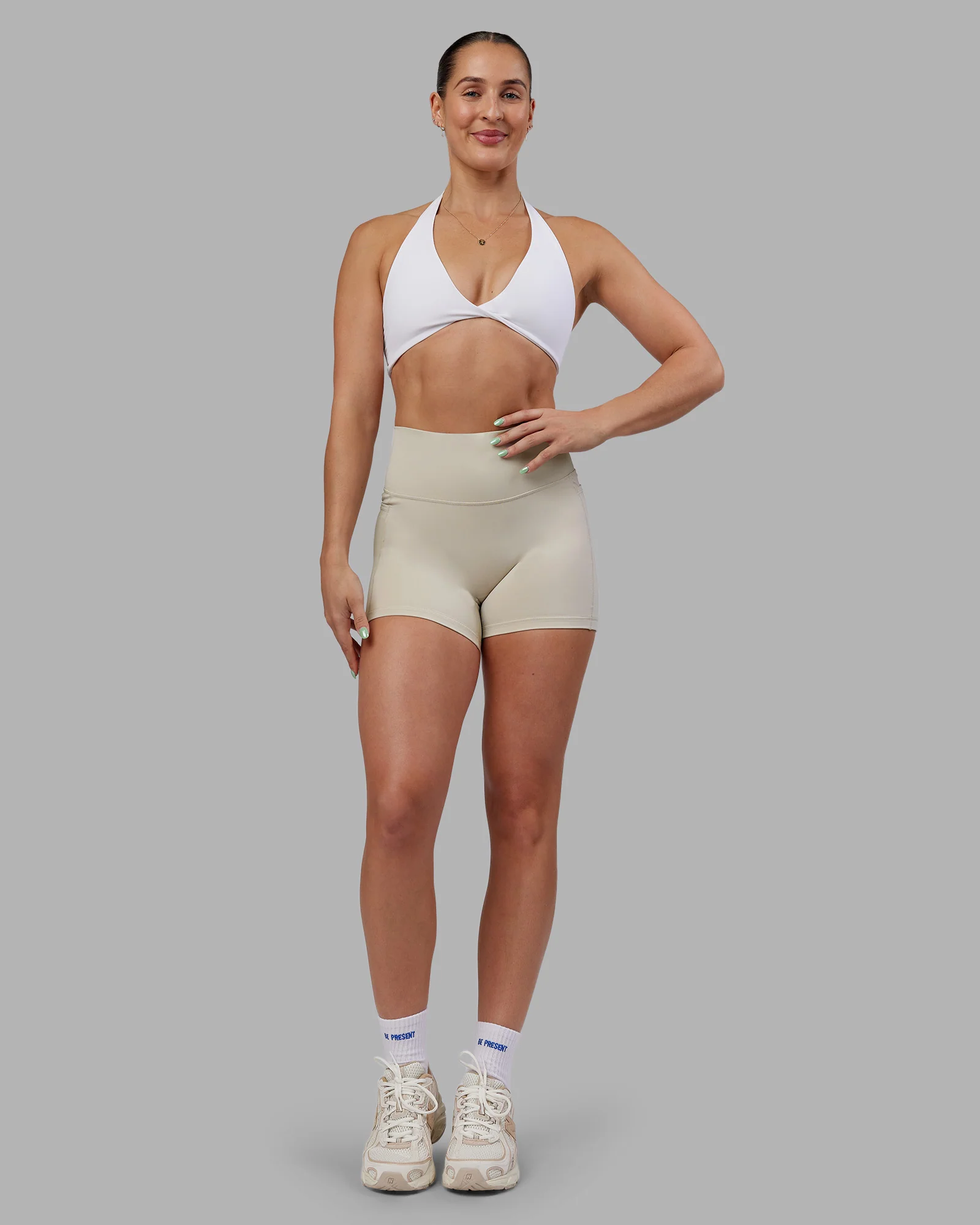Abs Agile Halter Sports Bra - White