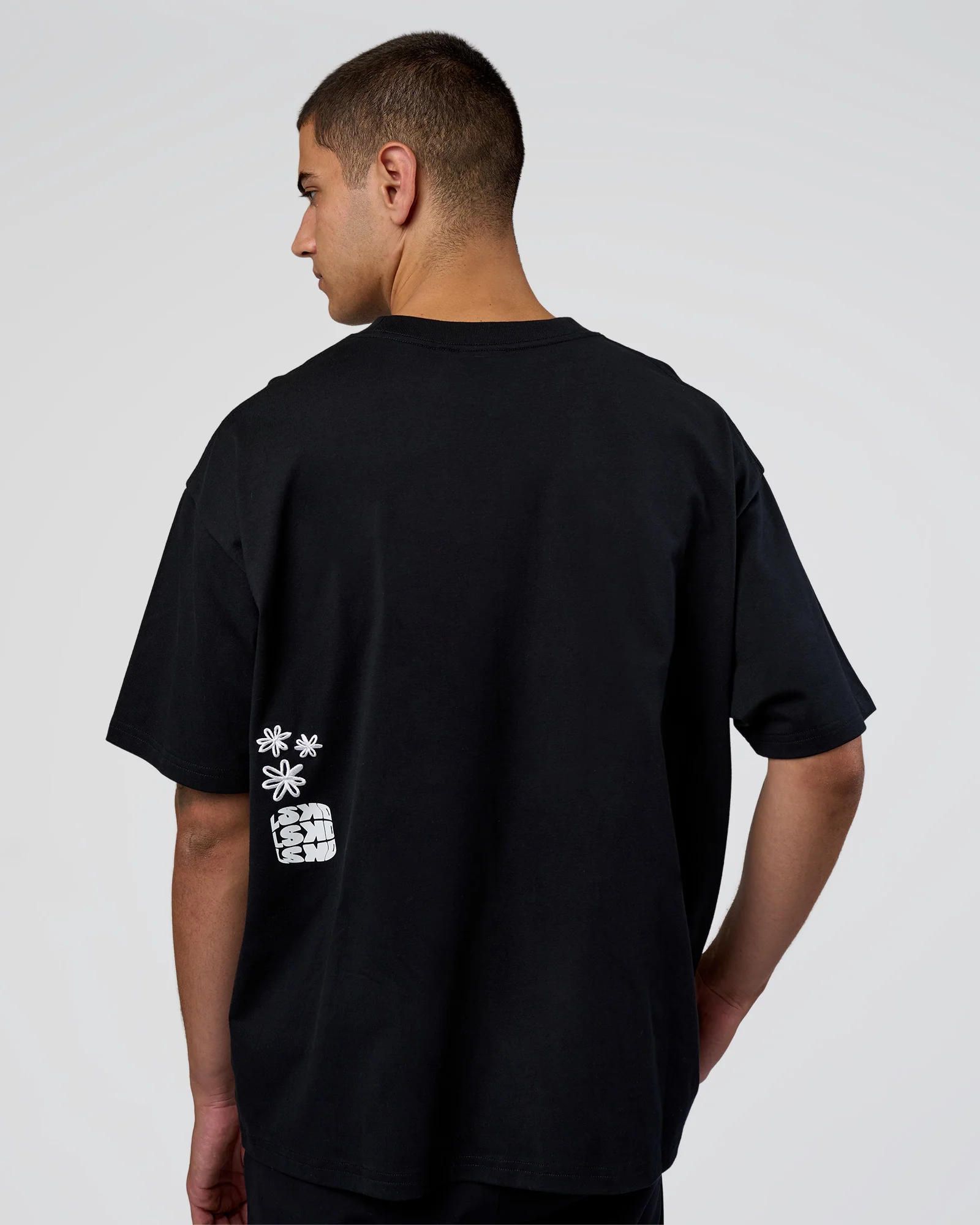 Sticker Heavyweight Oversized Tee - Black-White 7 Sticker Heavyweight Oversized Tee - Black-White