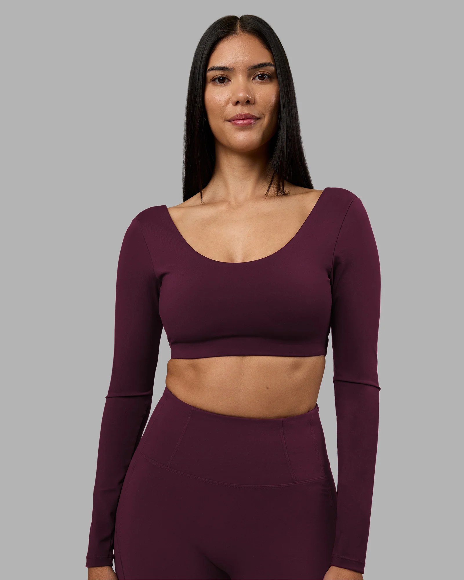 Aria Long Sleeve Sports Bra - Cherry Lacquer