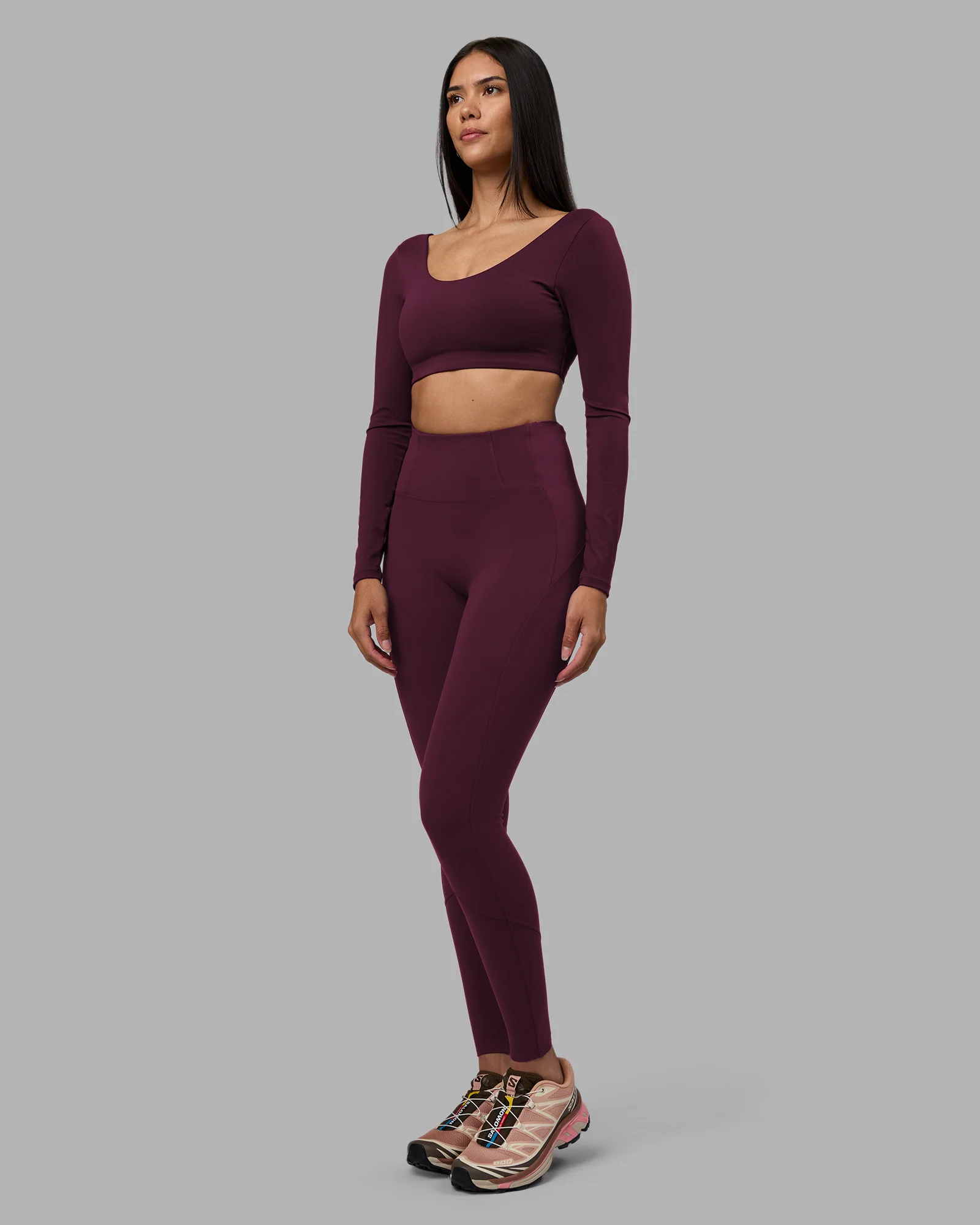 Aria Long Sleeve Sports Bra - Cherry Lacquer