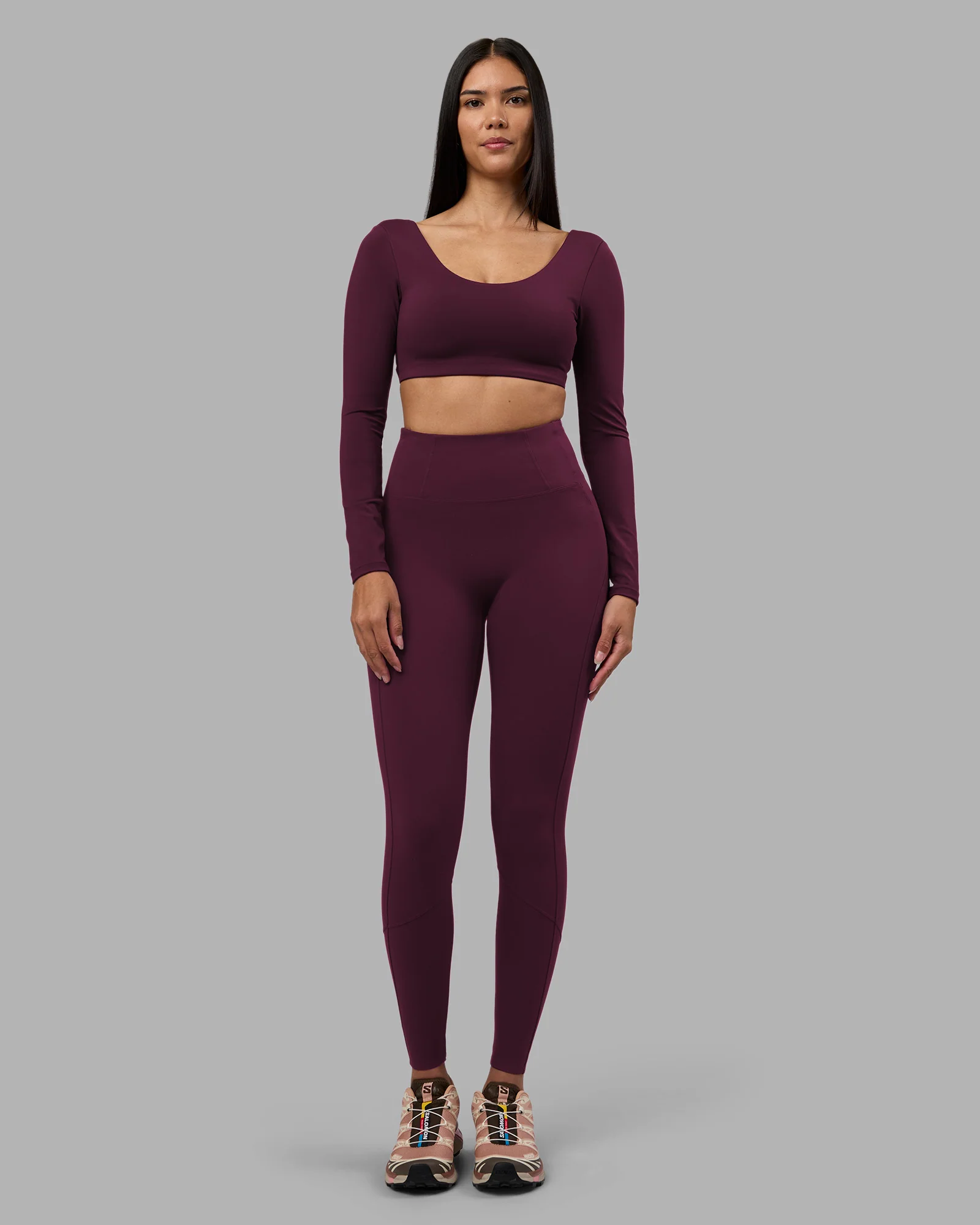 Aria Long Sleeve Sports Bra - Cherry Lacquer