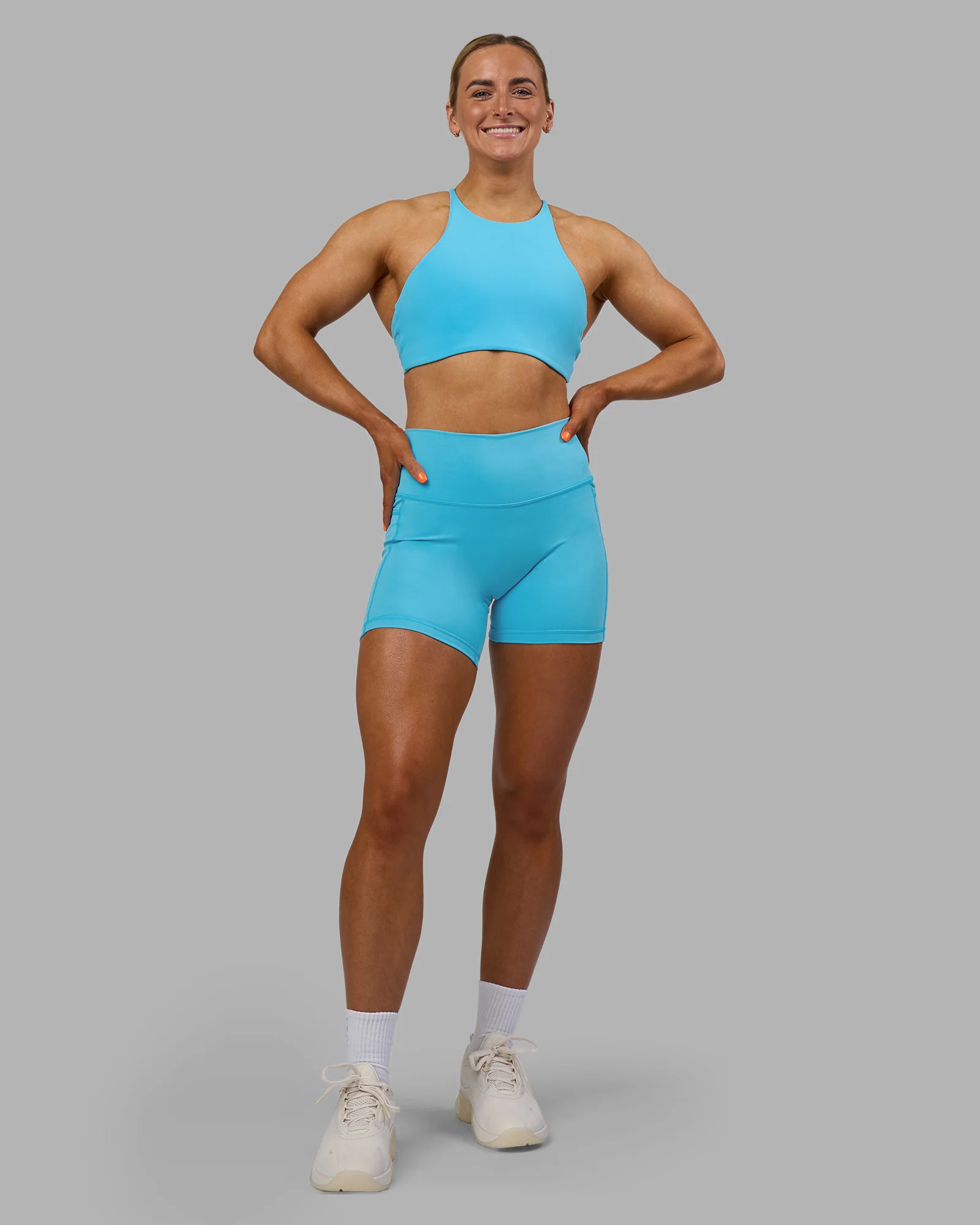 AMRAP High Neck Sports Bra - Blue Atoll