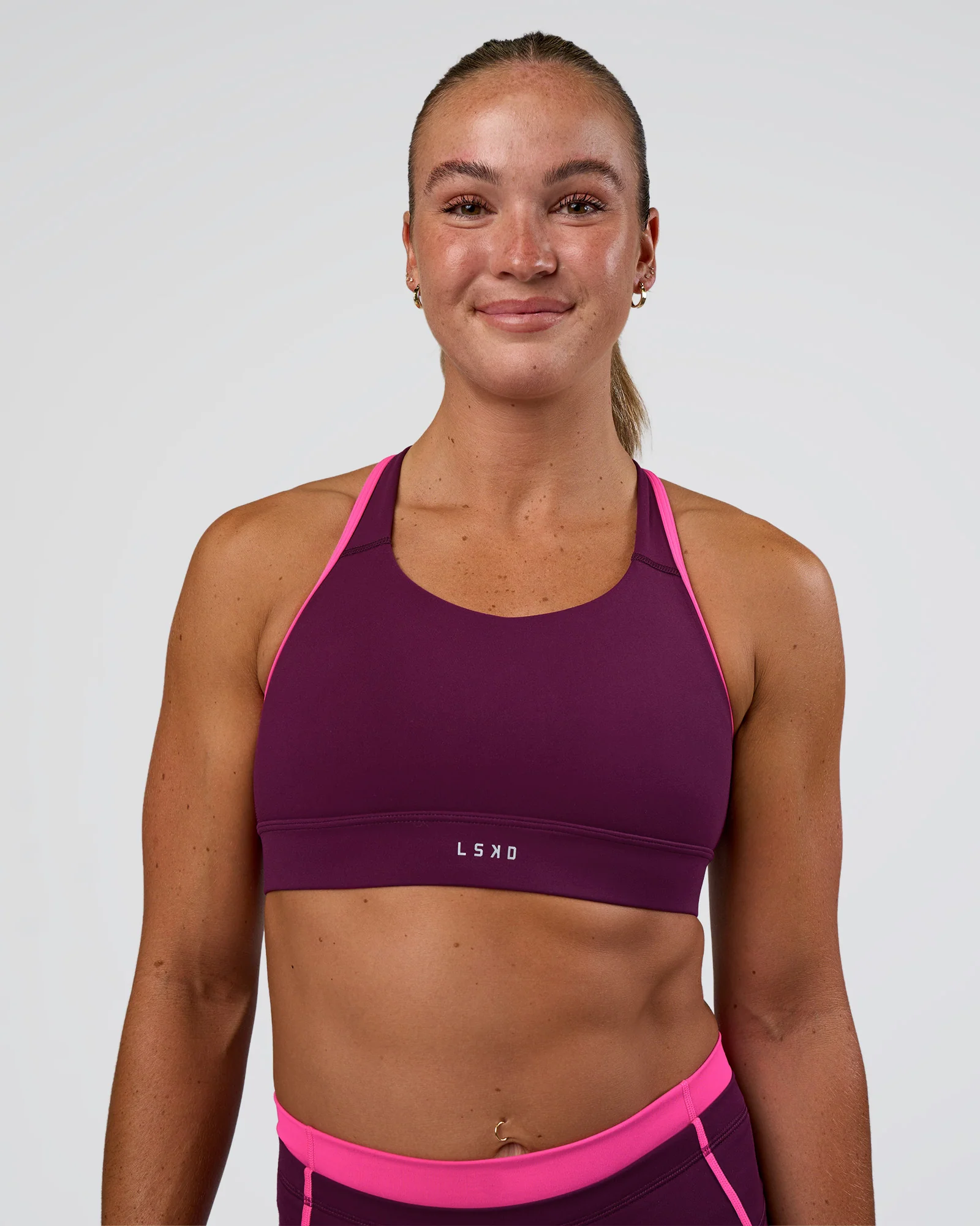 Distinction Sports Bra 2.0 - Plum Caspia-Ultra Pink 1 Distinction Sports Bra 2.0 - Plum Caspia-Ultra Pink