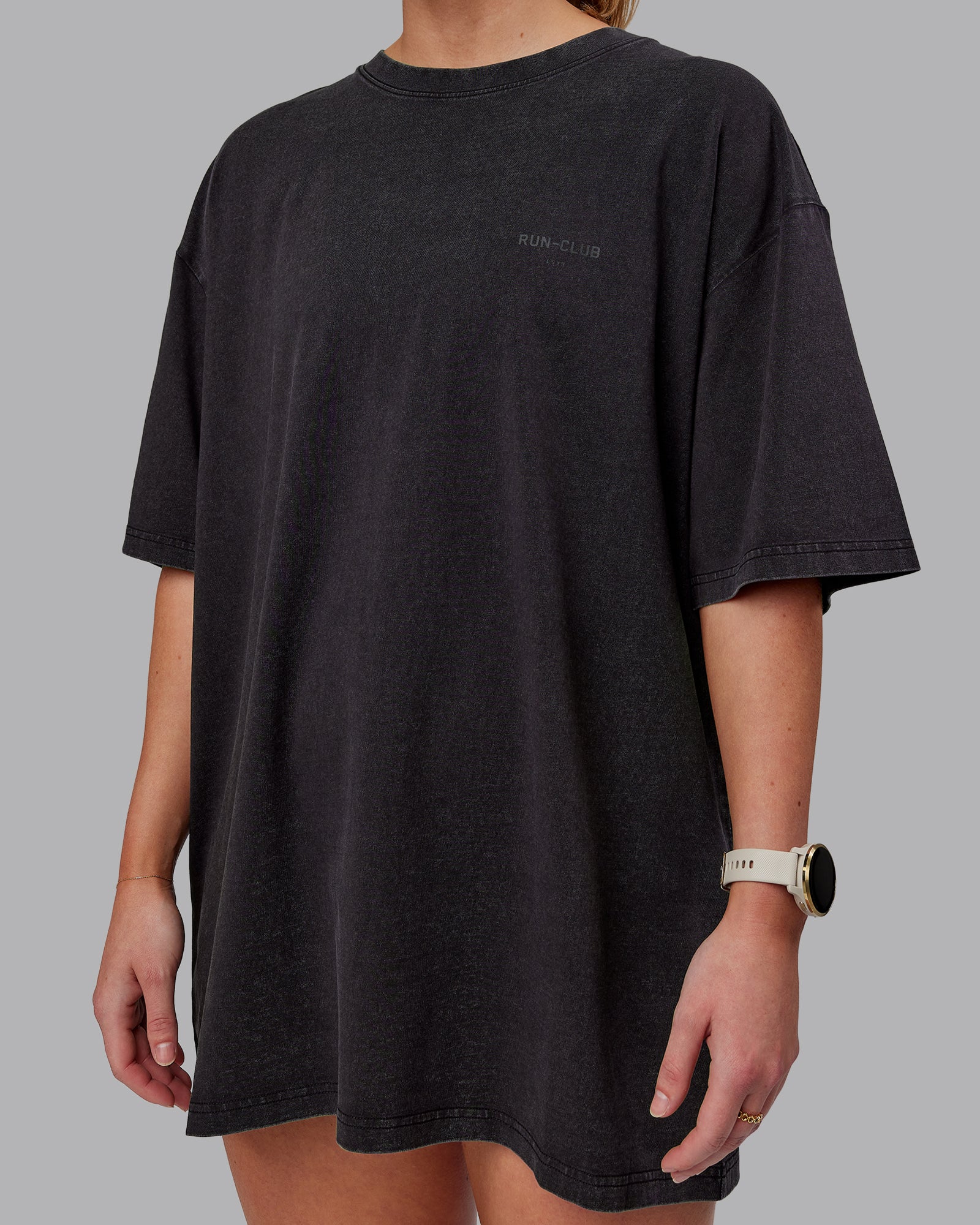 Washed RUN CLUB FLXCotton Tee Oversize - Black-Black