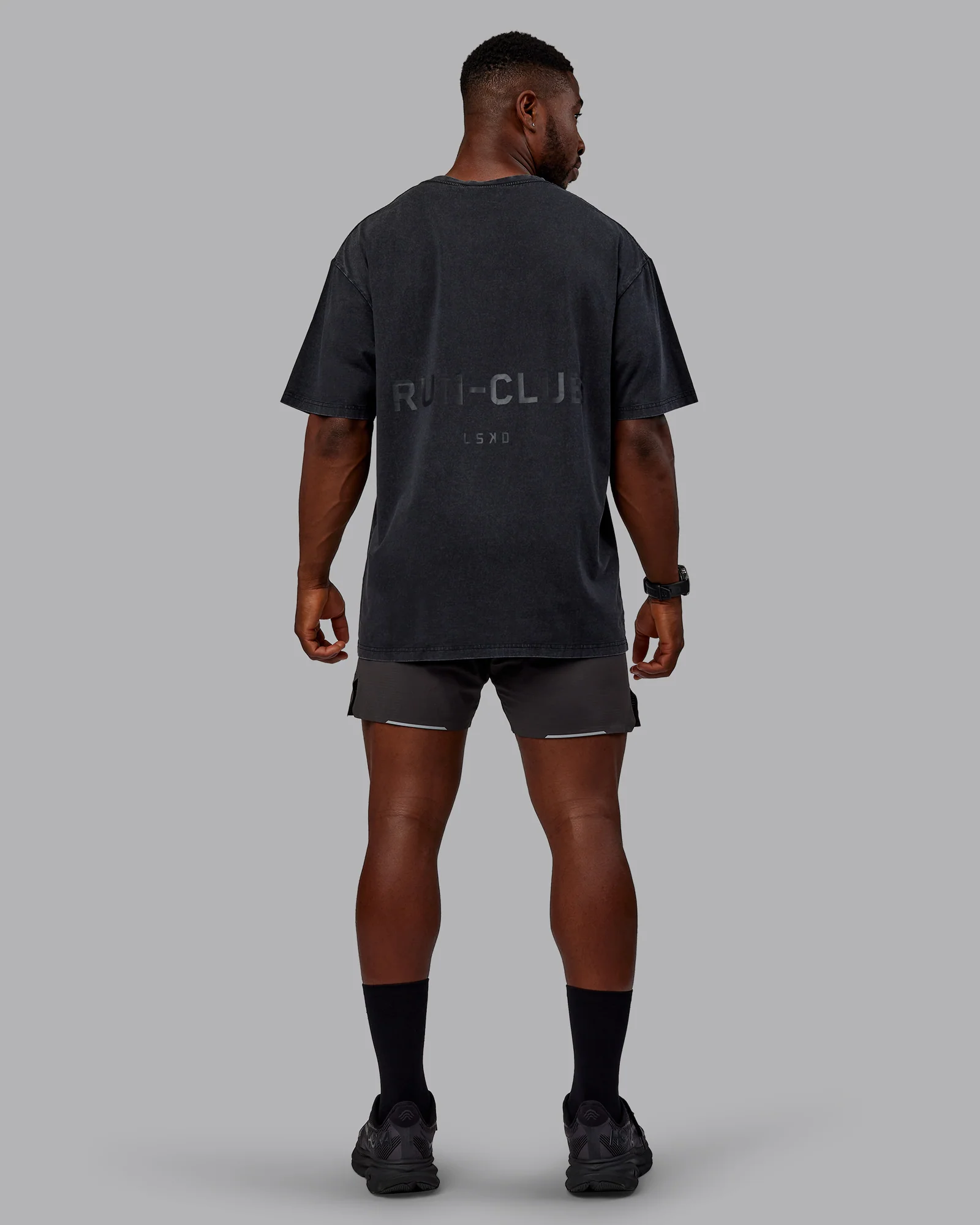Washed RUN CLUB FLXCotton Tee Oversize - Black-Black