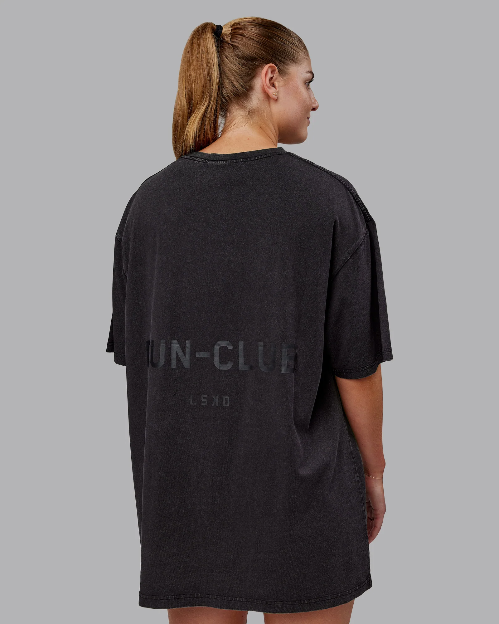 Washed RUN CLUB FLXCotton Tee Oversize - Black-Black