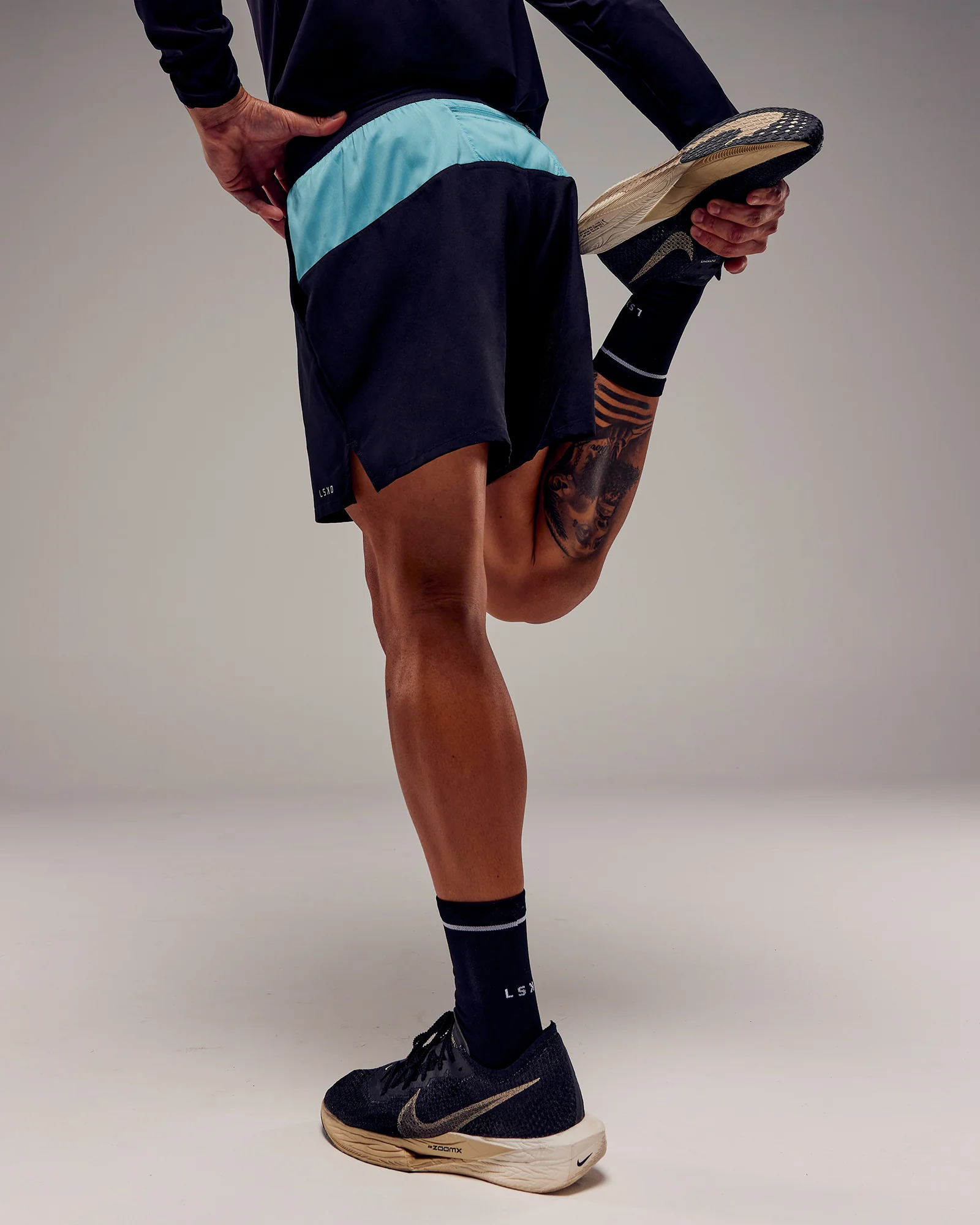 Pace 5" Lined Running Short - Black-Retro Blue