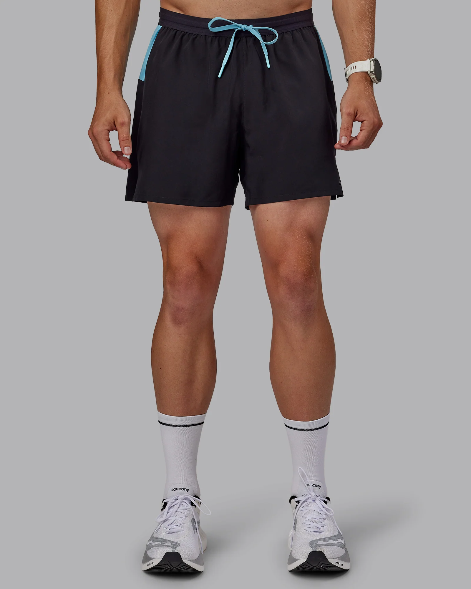 Pace 5" Lined Running Short - Black-Retro Blue