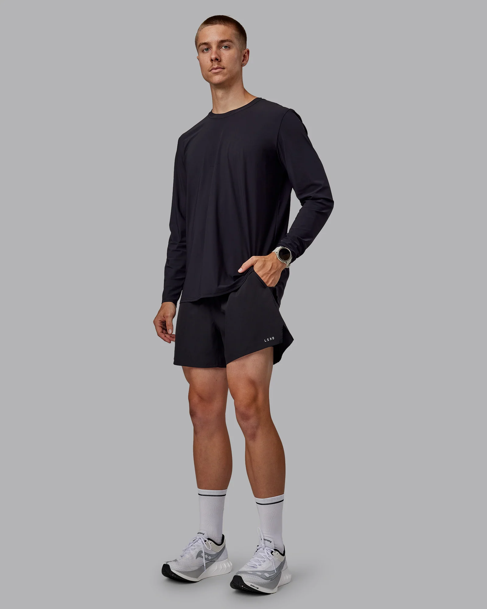 Pace 5" Lined Running Short - Black-Retro Blue
