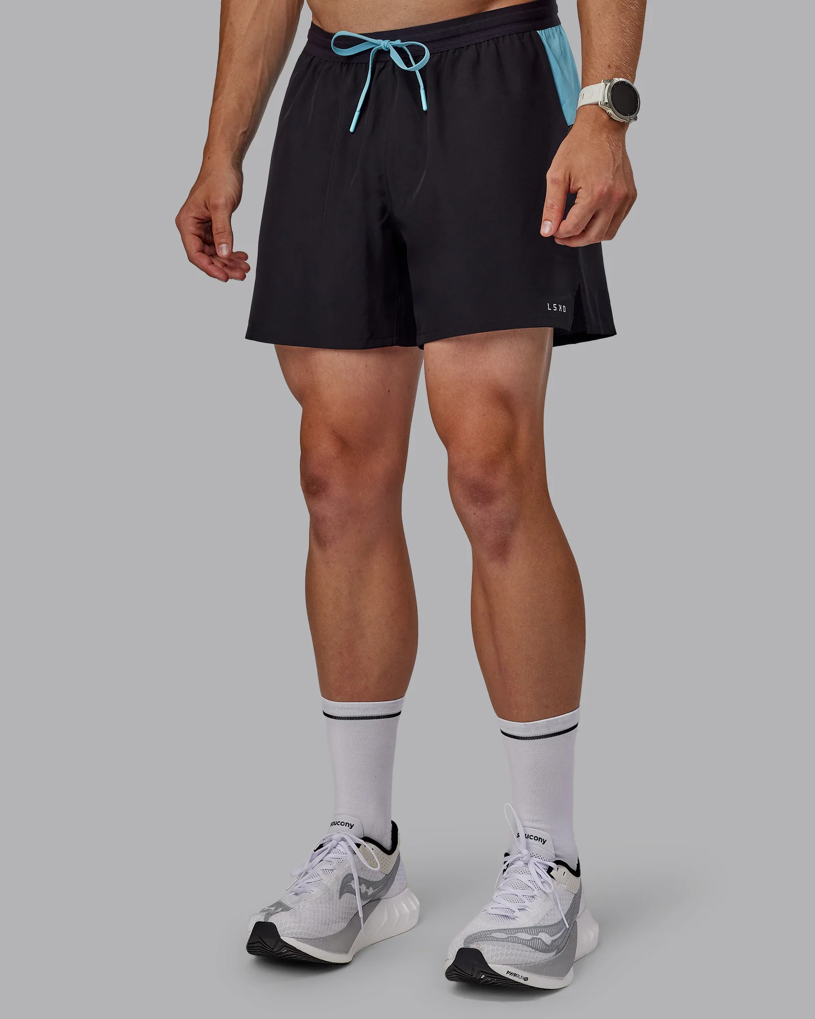 Pace 5" Lined Running Short - Black-Retro Blue
