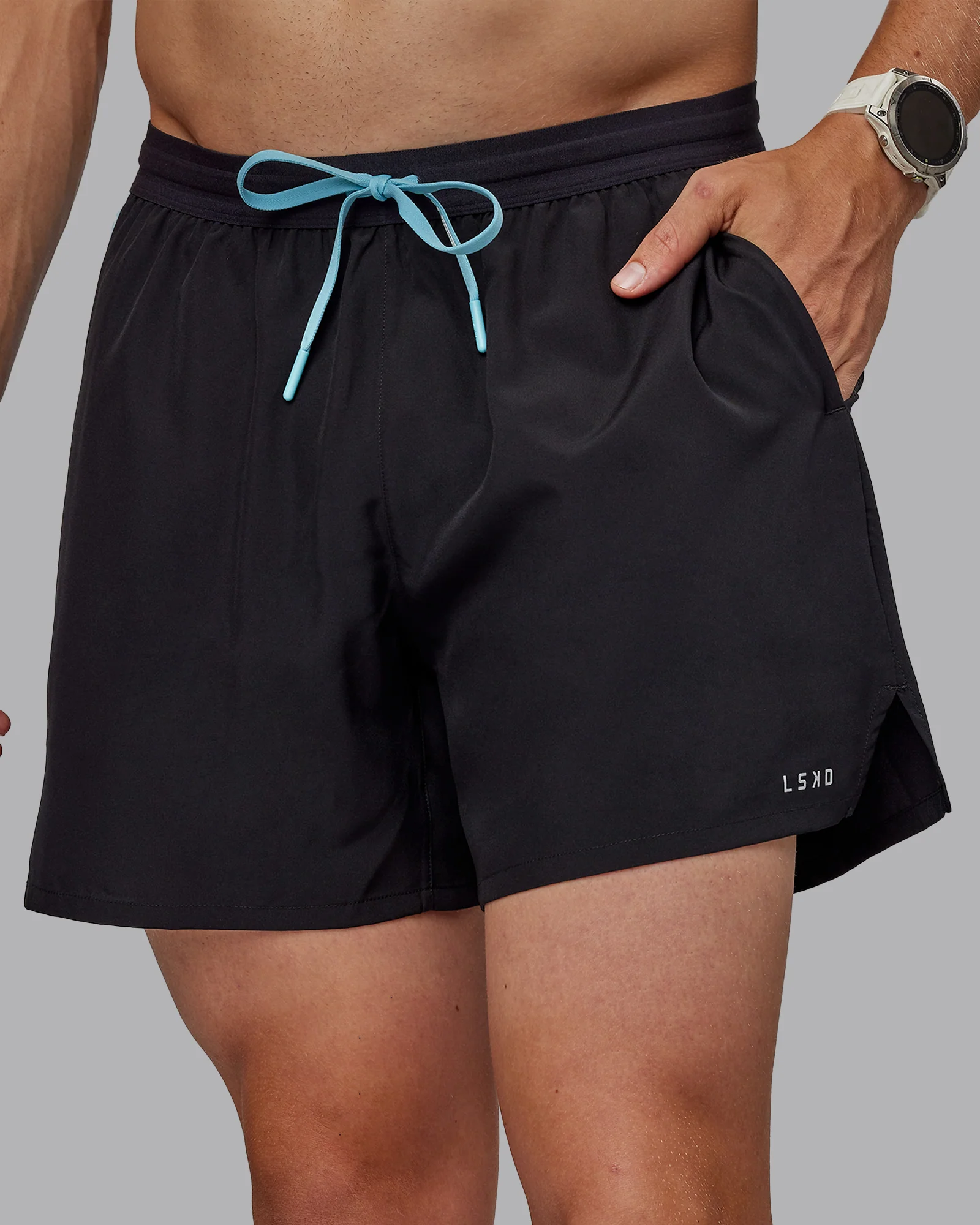 Pace 5" Lined Running Short - Black-Retro Blue