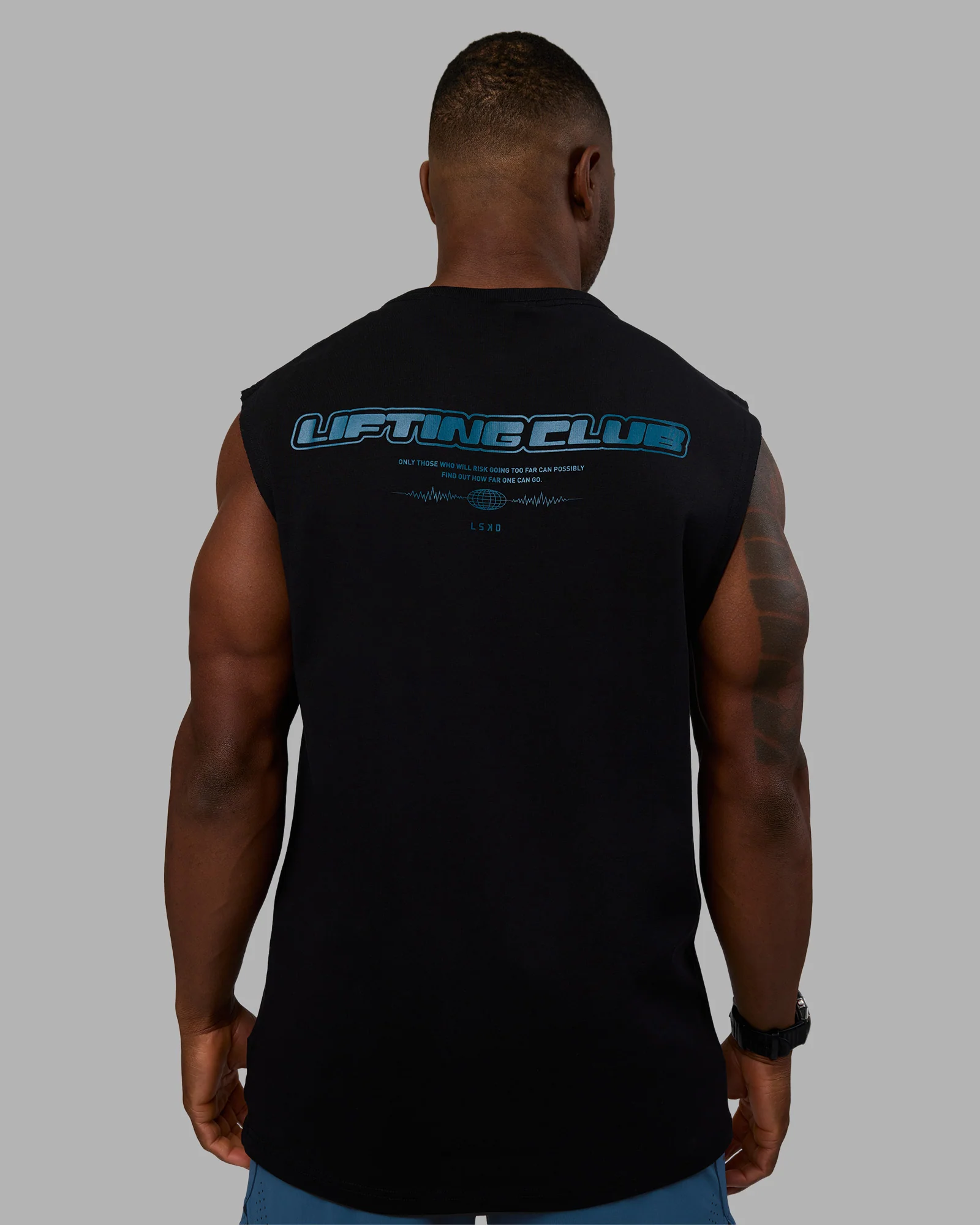 Lifting Heavyweight FLXCotton Tank - Black-Blue Coral