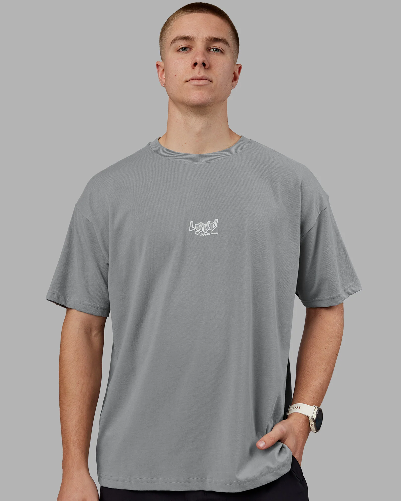 Time's Up Heavyweight Oversized Tee - Circular Grey-White 3 Time's Up Heavyweight Oversized Tee - Circular Grey-White