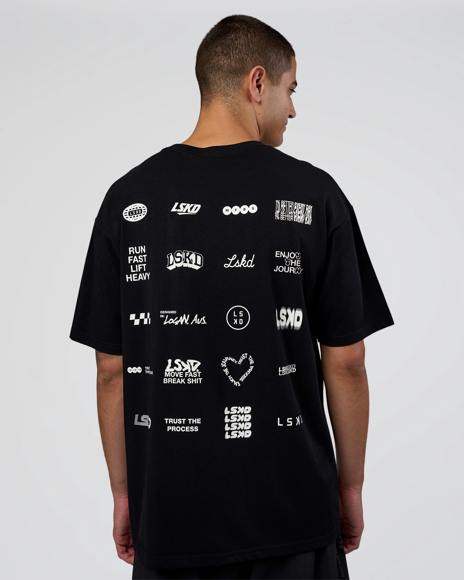 Grid FLXCotton Oversized Tee - Black-White