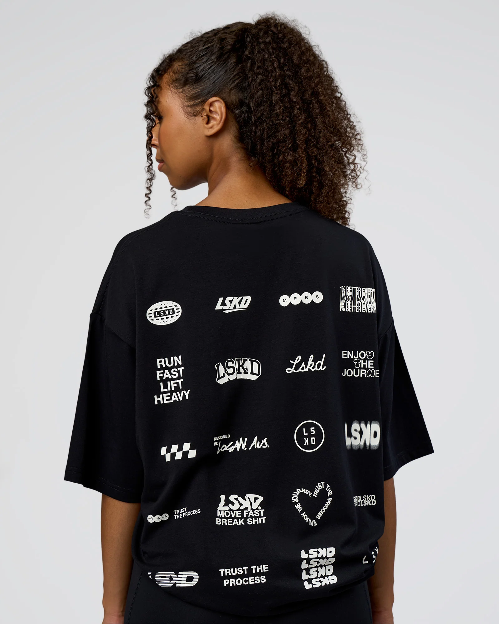 Grid FLXCotton Oversized Tee - Black-White 3 Grid FLXCotton Oversized Tee - Black-White