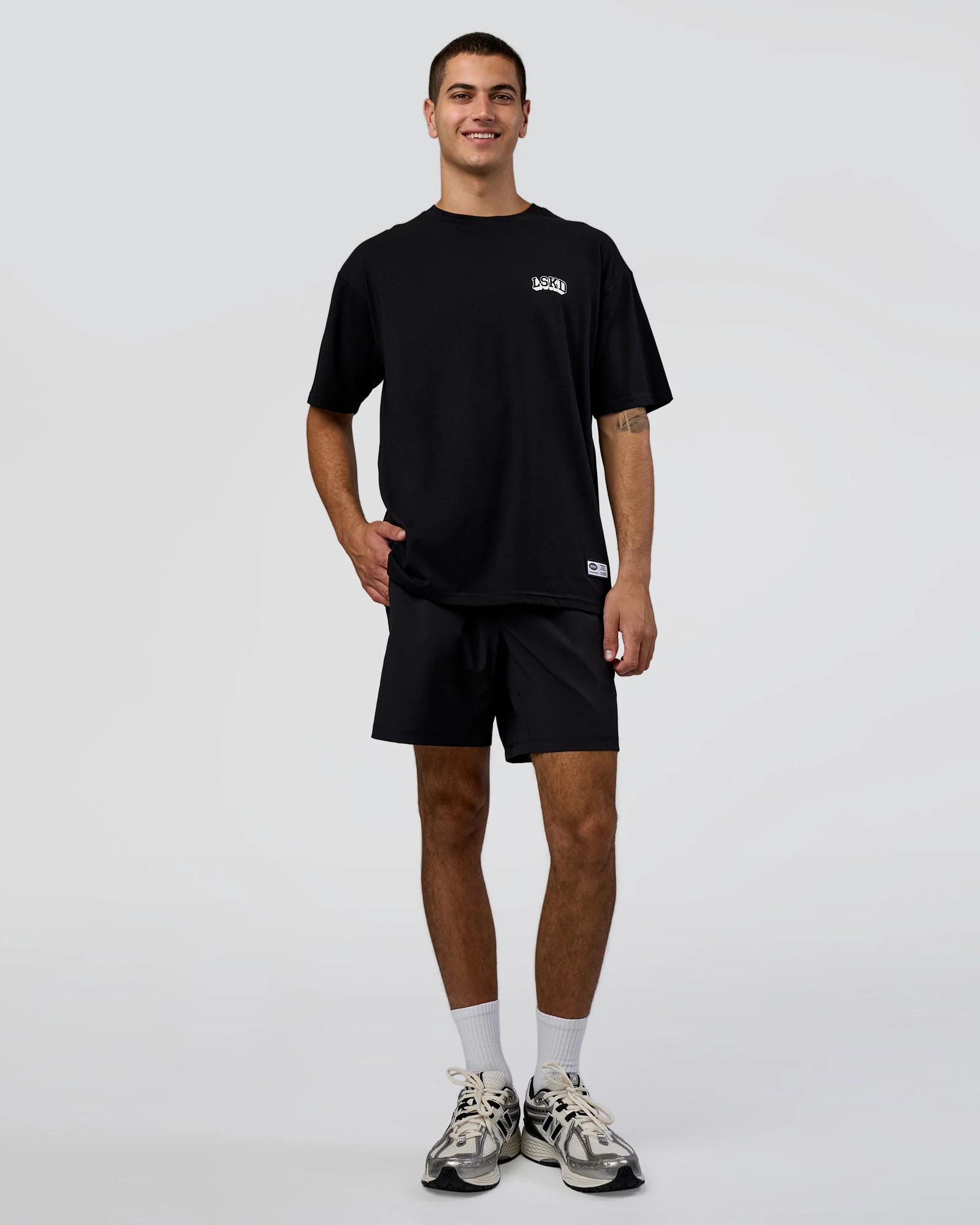 Grid FLXCotton Oversized Tee - Black-White 5 Grid FLXCotton Oversized Tee - Black-White