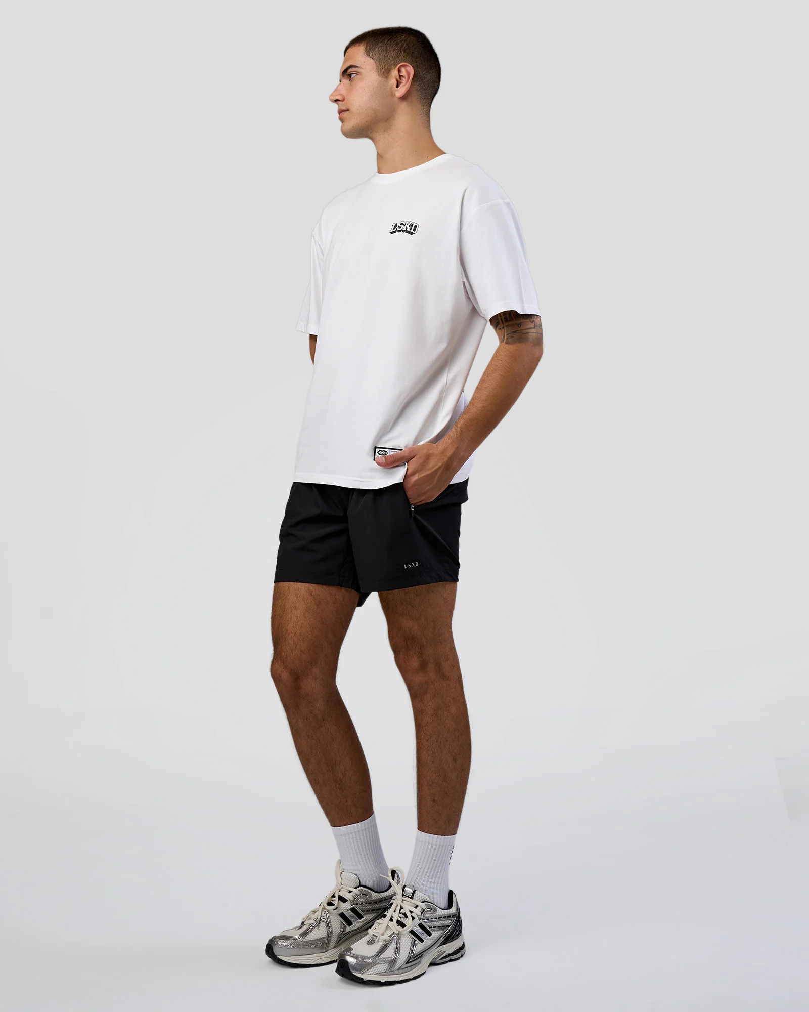 Grid FLXCotton Oversized Tee - White-Black