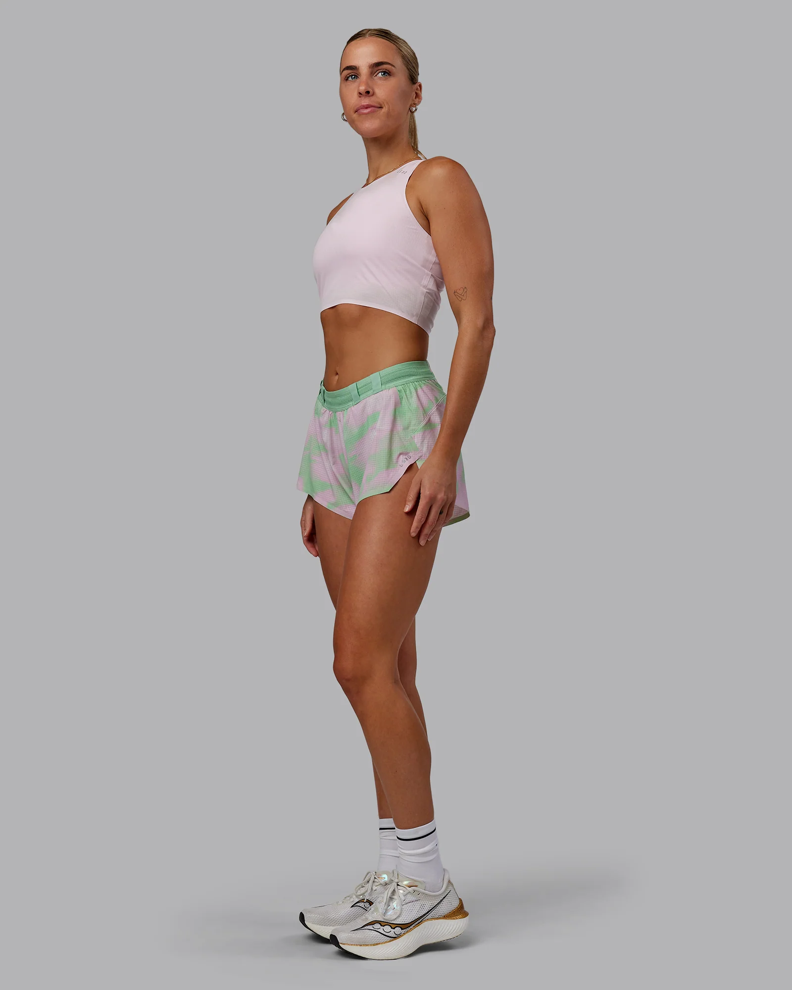 Race Day Cropped Performance Tank - Festival Bloom-White