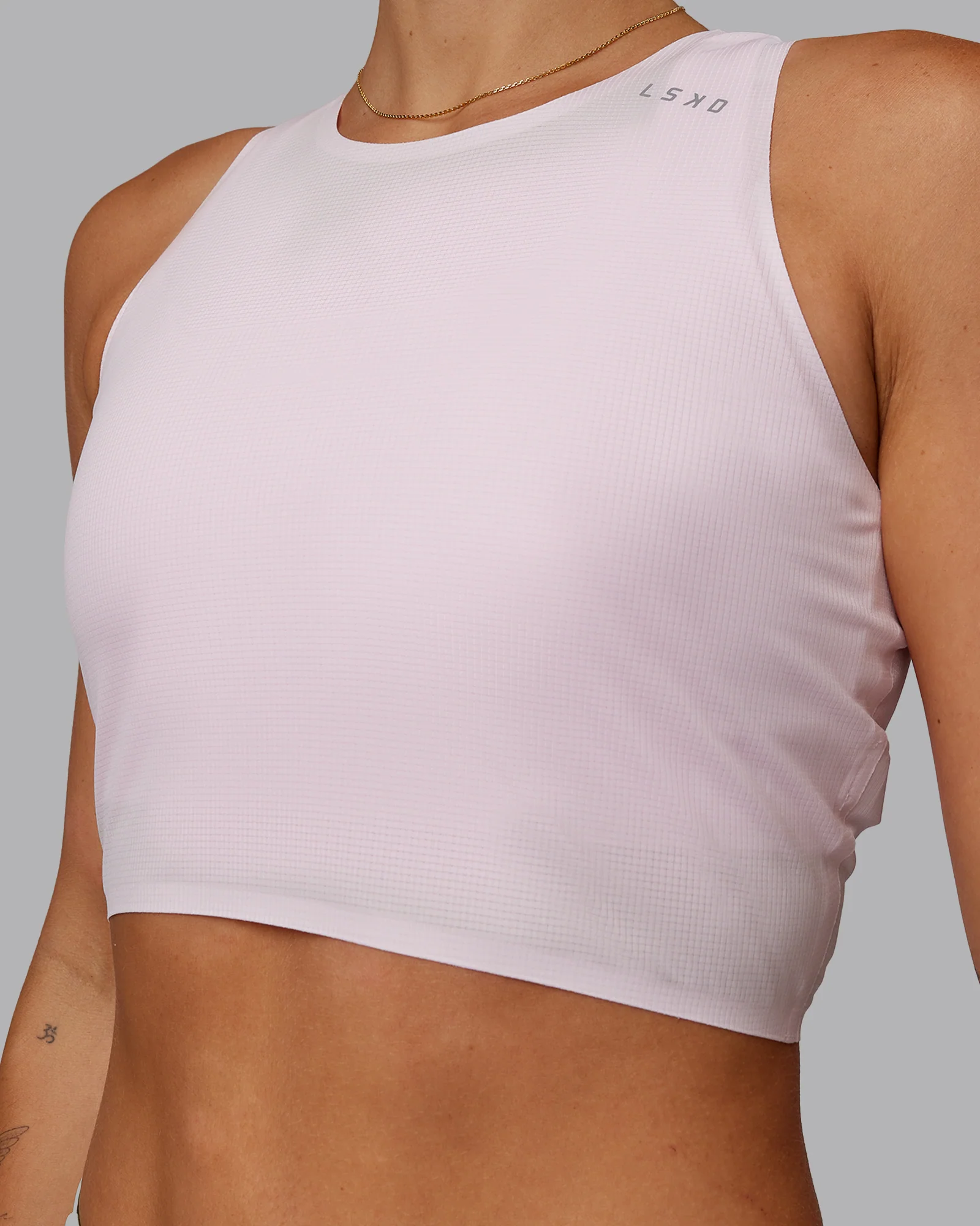 Race Day Cropped Performance Tank - Festival Bloom-White