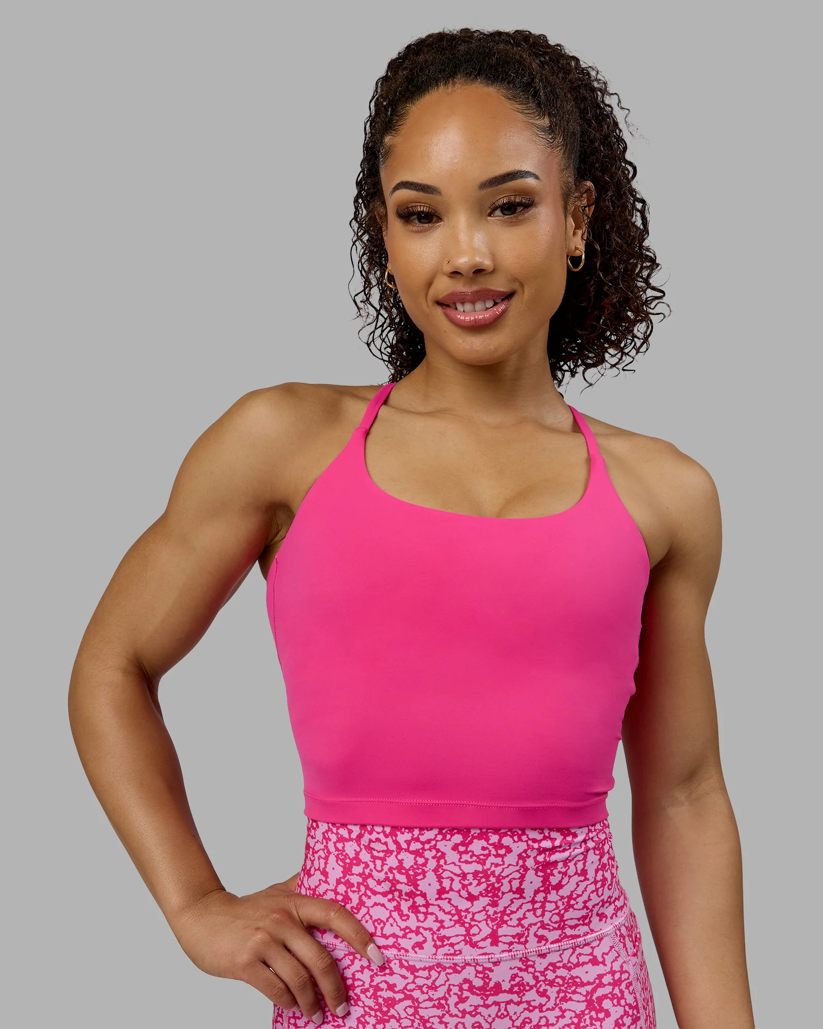 Twist Tank With Shelf Bra - Ultra Pink 4 Twist Tank With Shelf Bra - Ultra Pink