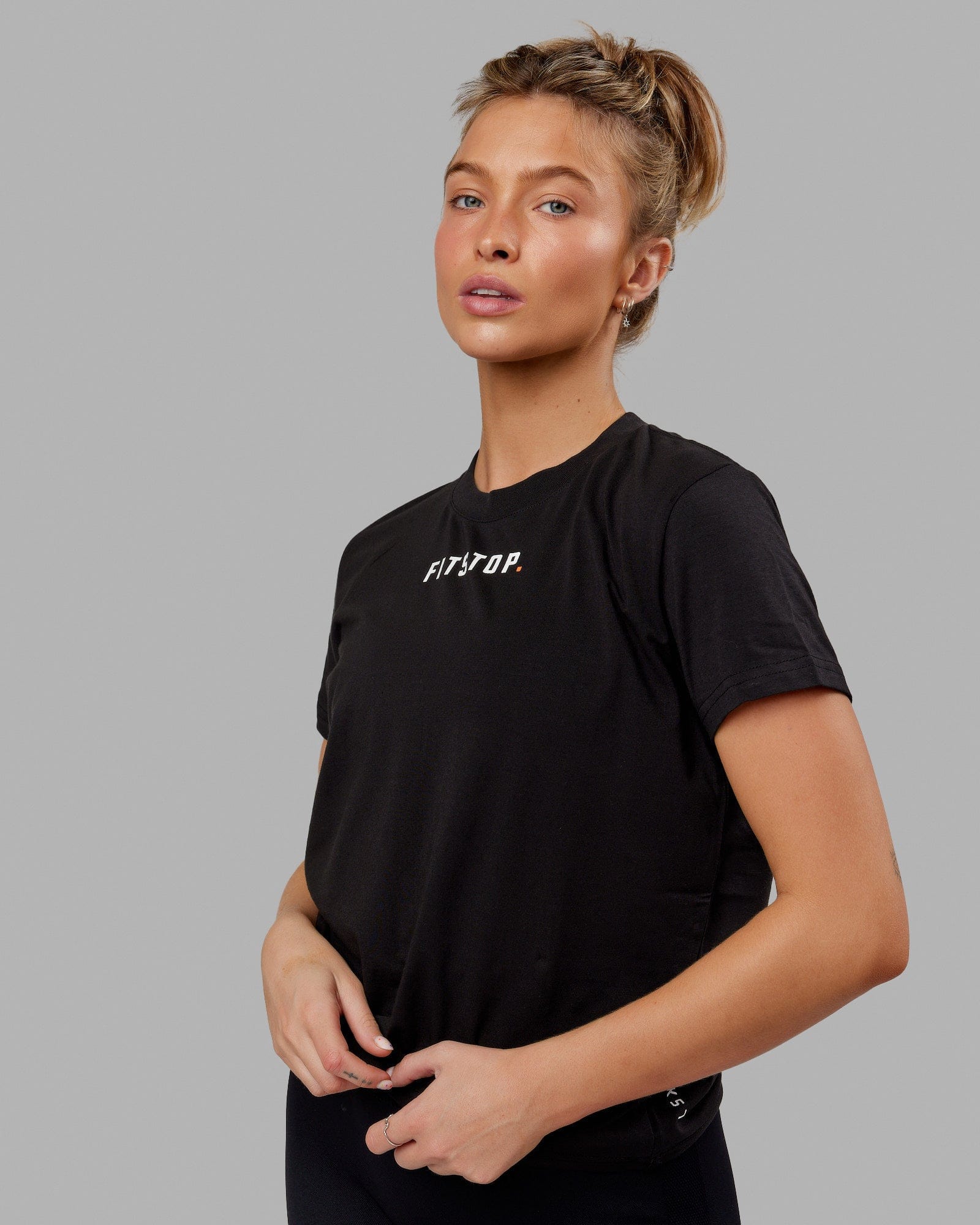 Fitstop Fast FLXCotton Tee - Black-White 1 Fitstop Fast FLXCotton Tee - Black-White