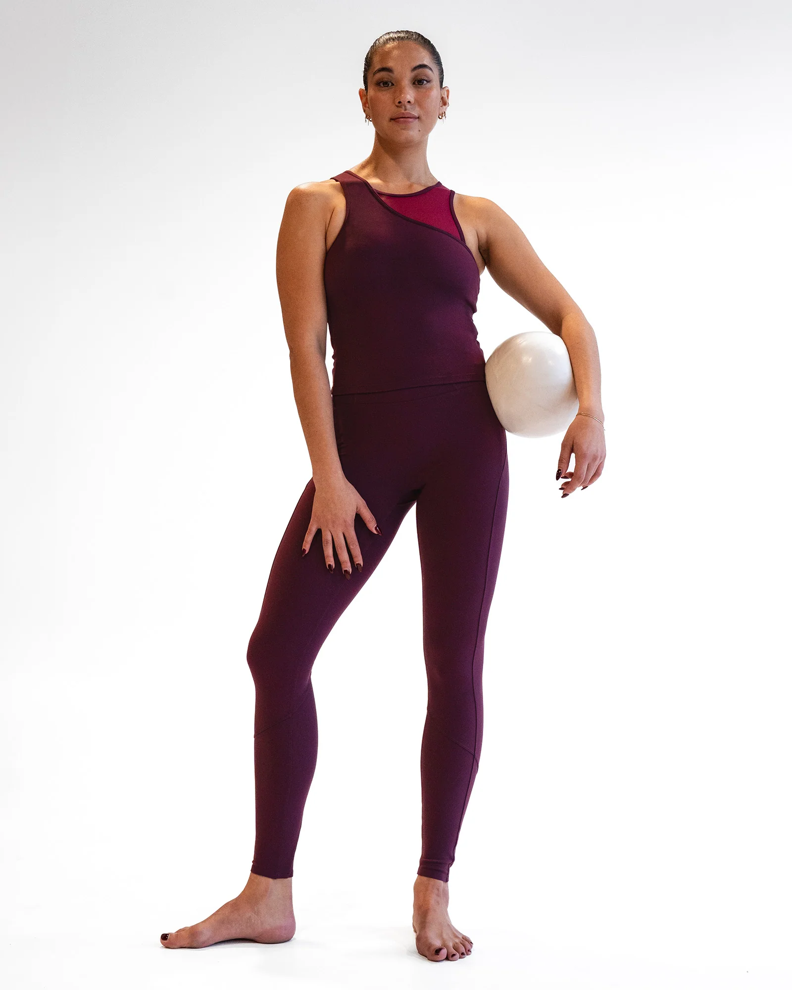 Motion Mesh Shelf Bra Tank - Cherry Lacquer/Plum Berry